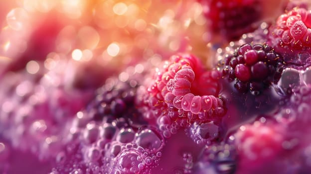 A close up of a bunch of berries with bubbles on them