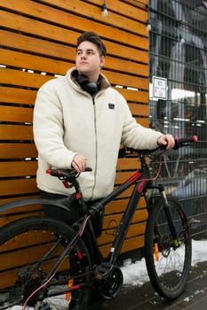 Lifestyle concept, young man rented a bicycle.