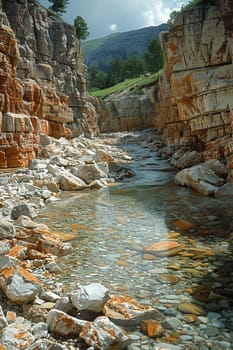 Layered rock formations in a canyon, capturing geological beauty and natural history.