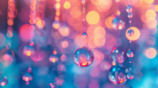 A close up of a colorful background with water droplets