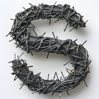 The letter S is crafted from natural material like twig, resembling headgear or jewellery. It can be a font, bracelet, hair accessory, or metal fashion accessory for an event