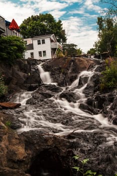 View of Megunticook Falls in Summer, Camden, Maine