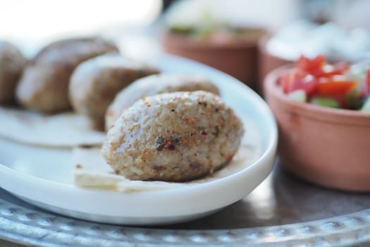 closeup of Turkey Meatballs on a plate ,