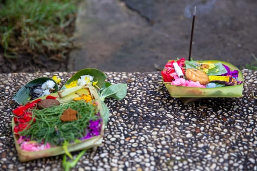 Morning Balinese Offerings at a resort