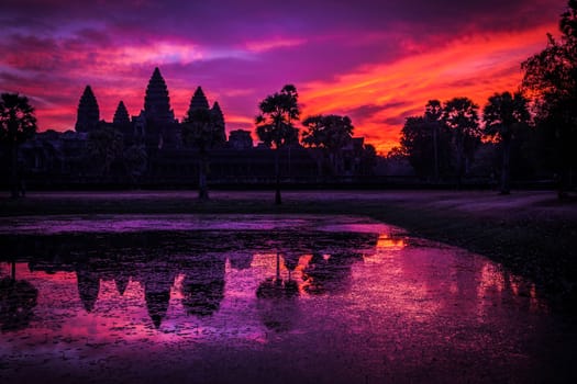 Sunrise at Angkor Wat in Siem Reap, Cambodia