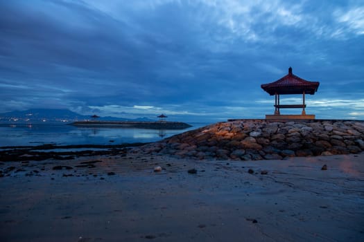Pagodas during low tide in Bali