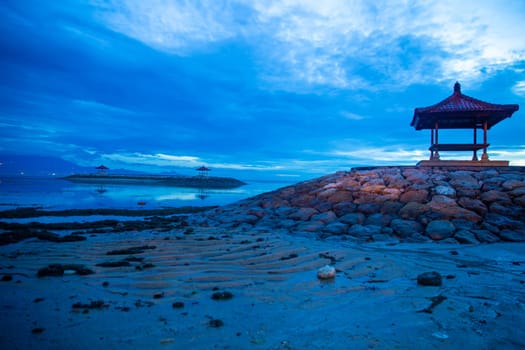 Indonesian Pavilion during sunrise during low tide