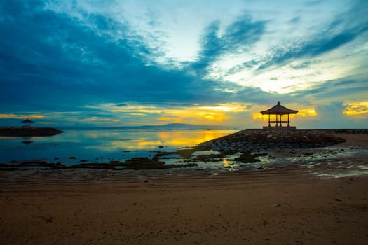 Indonesian Pavilion during sunrise during low tide