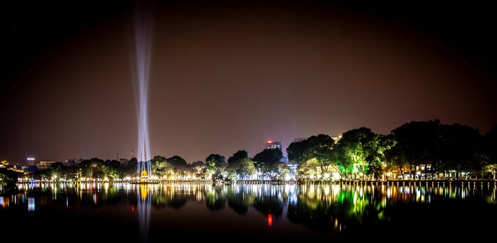 Hanoi, Vietnam at Night with city lights