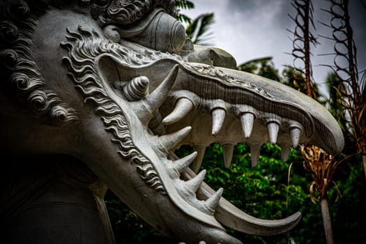 Balinese statue shot close up at a temple