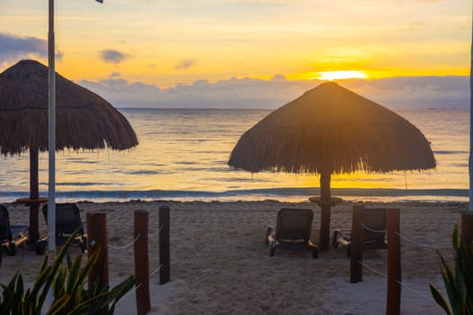 Sunrise at a beach resort in Mexico