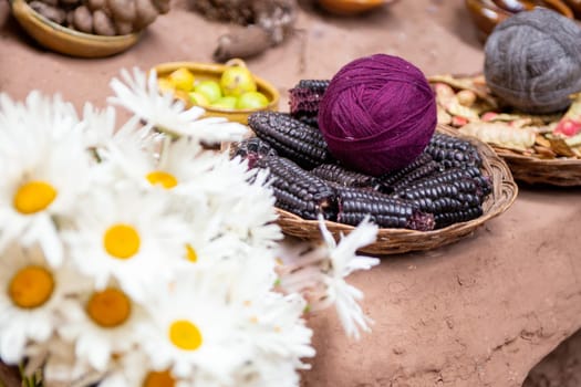 Peruvian wool thats been dyed showing the ingredients