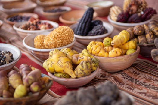 A bunch of Peruvian Vegetables in bowls