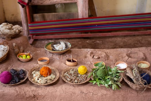 Peruvian style dying on display ready to be woven