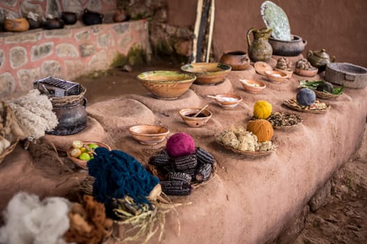 Peruvian style dying on display ready to be woven