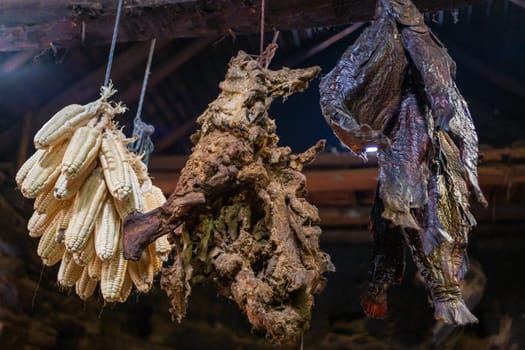 Hanging Dried Food in a village