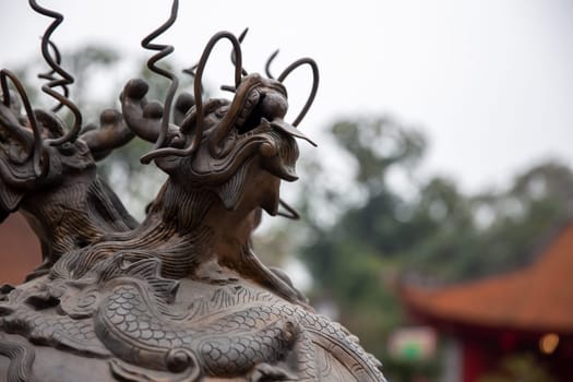 Vietnamese carved statue with room for text