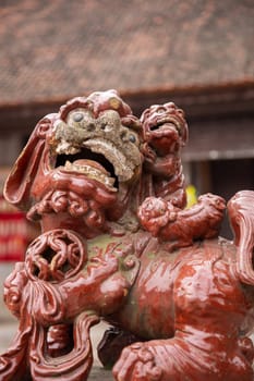 A Vietnamese statue of a lion at temple