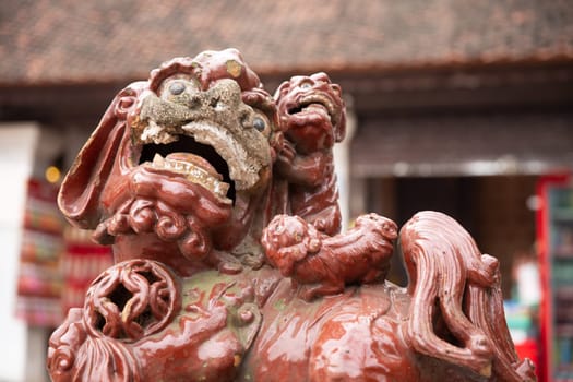 A Vietnamese statue of a lion at temple