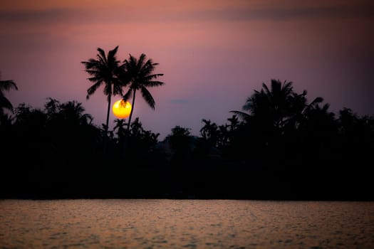 Hoi An Sunset in Vietnam on the water