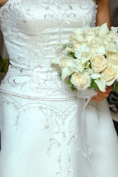 Bridal Front Detailed with Bouquet