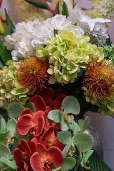 Variety of indoor flowers at a florist for a bouquet