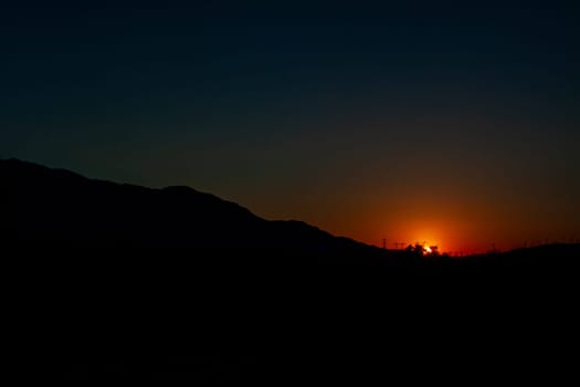 Sunset in the Desert with mountains