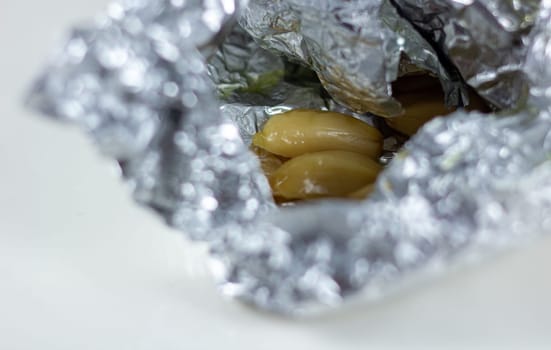 Roasted Garlic Cloves in Aluminum Foil