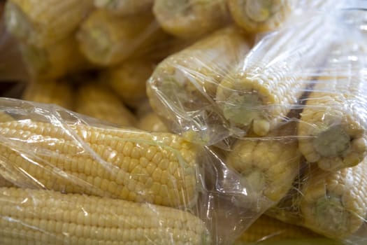 Bags of peeled corn in portioned bags