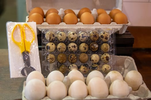 Variety of Different Eggs with tongs