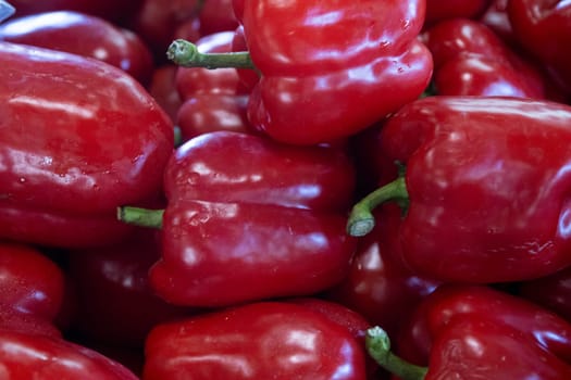 Bunch of Red Peppers at the grocery store