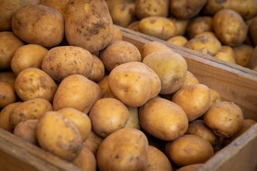 Crate of Potatoes at a market for sale