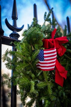 Patriotic Christmas Wreath in Boston Massachusetts