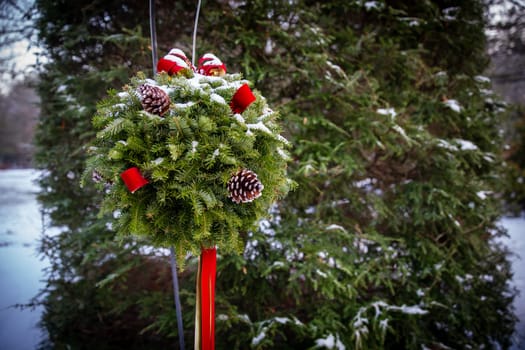 Hanging Christmas Kissing Ball in Massachusetts
