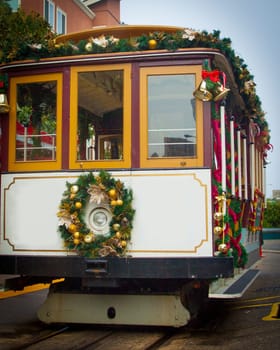 Street Car during the holidays with no advertisements