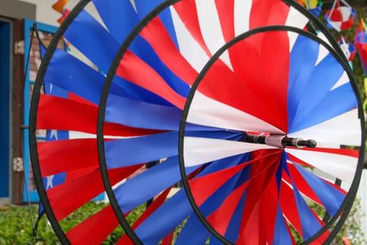 Red White and Blue Pin Wheel  on display