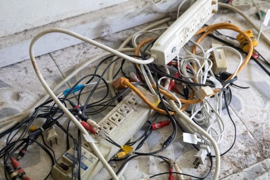 Messy home electric nest all tangled up