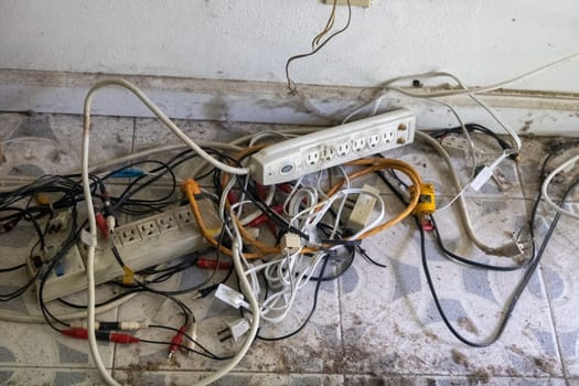 Electrical rats nest tangeled in a home