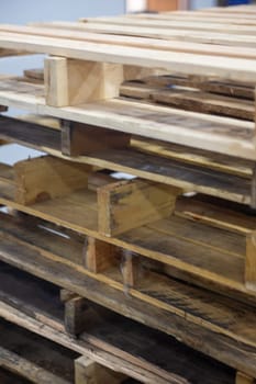 Wooden crates for transporting stacked up