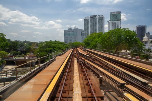 Light rail tracks in Kuala Lumpur, Malaysia