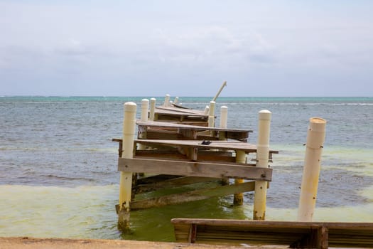Destroyed Pier after a Hurricane in the caribbean