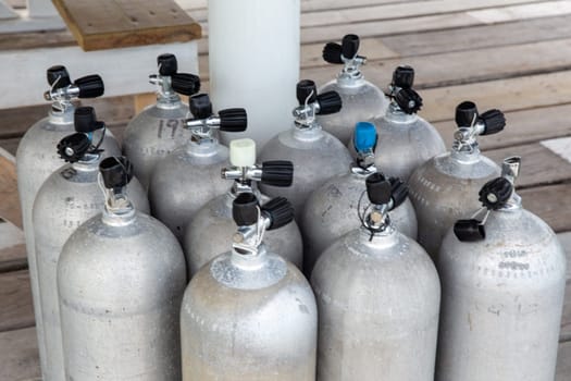 Scuba tanks filled ready for a tour