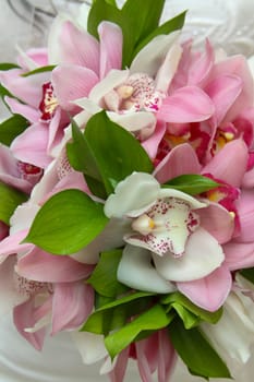 Pastel Bridal Orchid Bouquet shot close up