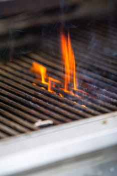 open flame on the grill ready for cooking