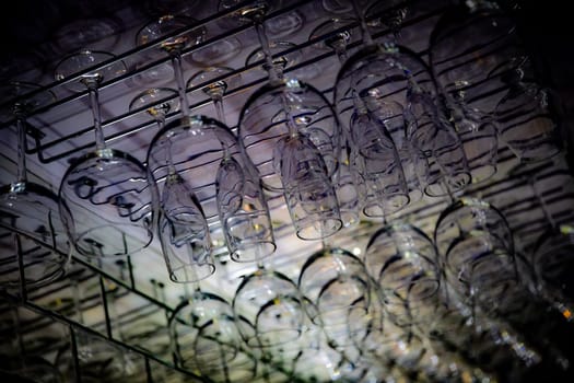 Artistic Look of Glassware on a rack