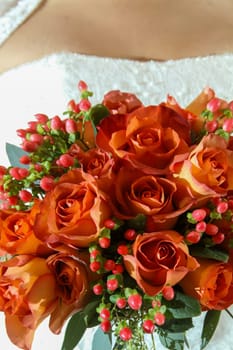 Red Orange Roses for a wedding