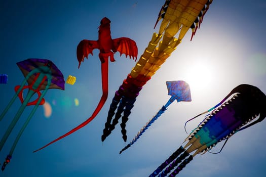 Kites in the air at a festival