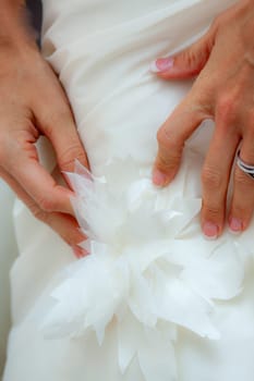 Showing wedding flower dress detail