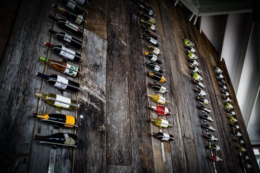 Wall of Different Wines on display at a restaurant