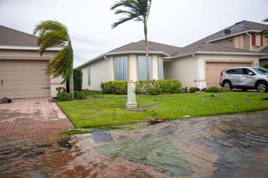 Suburban damage from Hurricane Ian